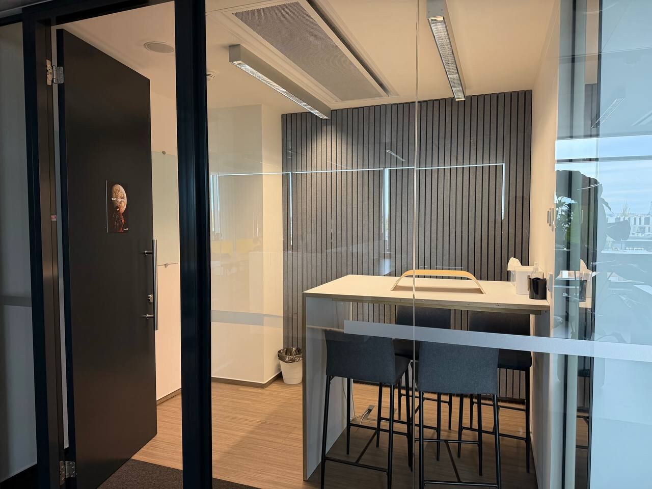 Call room seen through its glass door